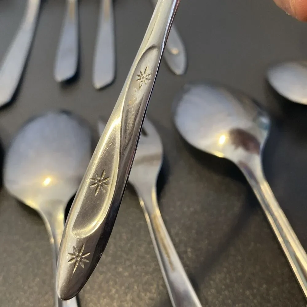 Vintage Atomic Star Starburst Flatware Spoons Forks Mixed Brands Ring Making